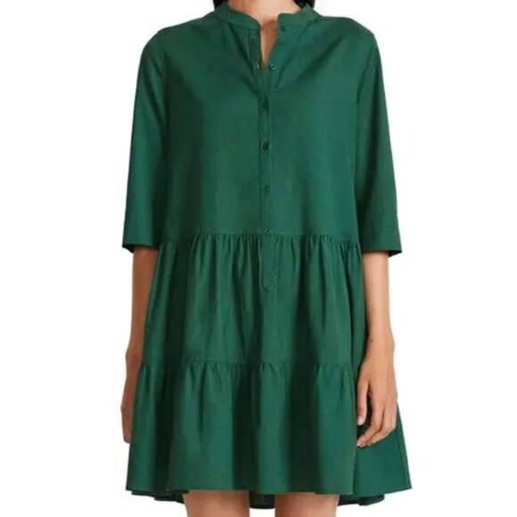 APIECE APART - maurino organic cotton & linen blend drop waist dress in Navy - Picture 5 of 5